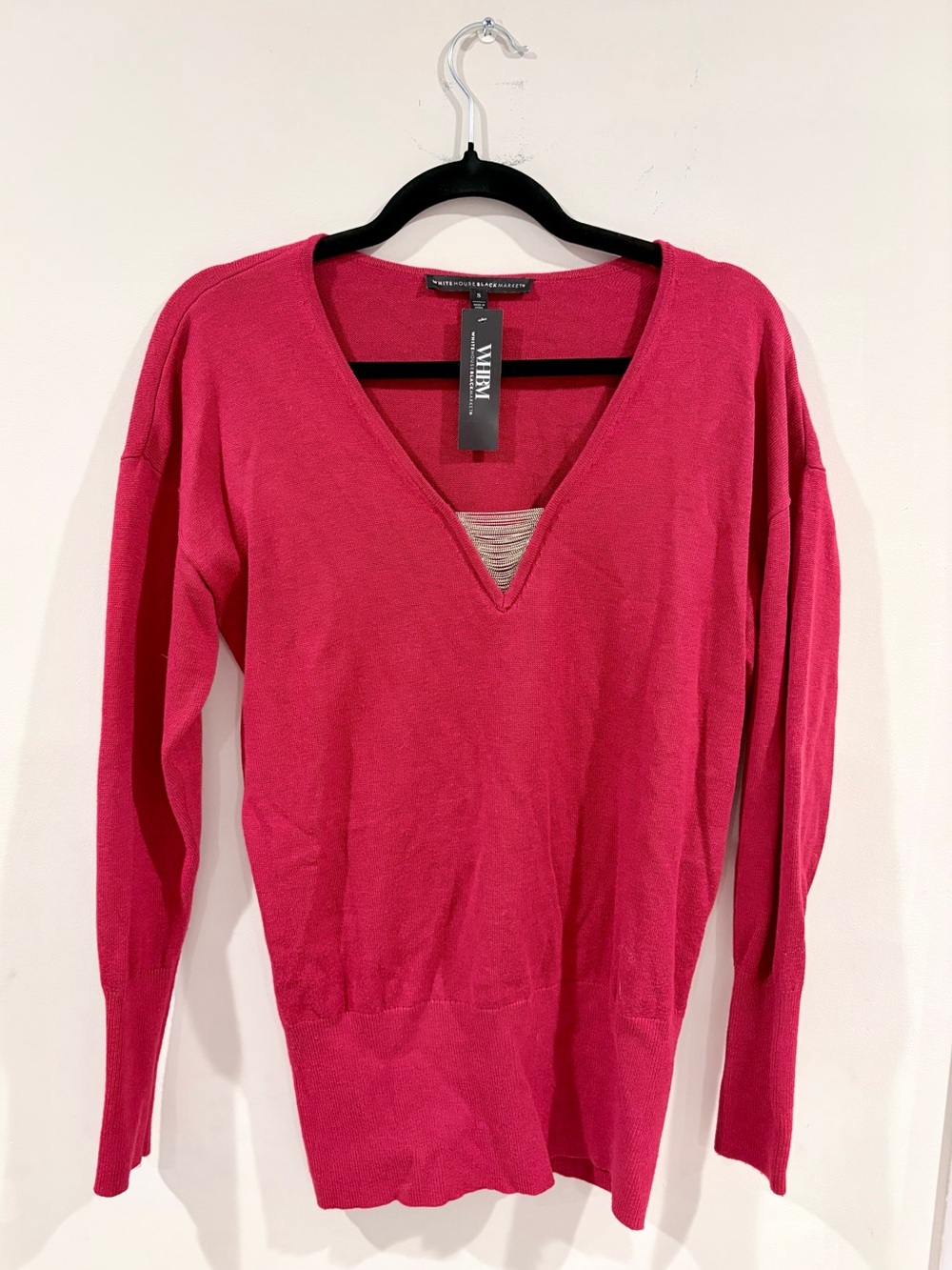 White House Black Market Pink V-Neck Sweater